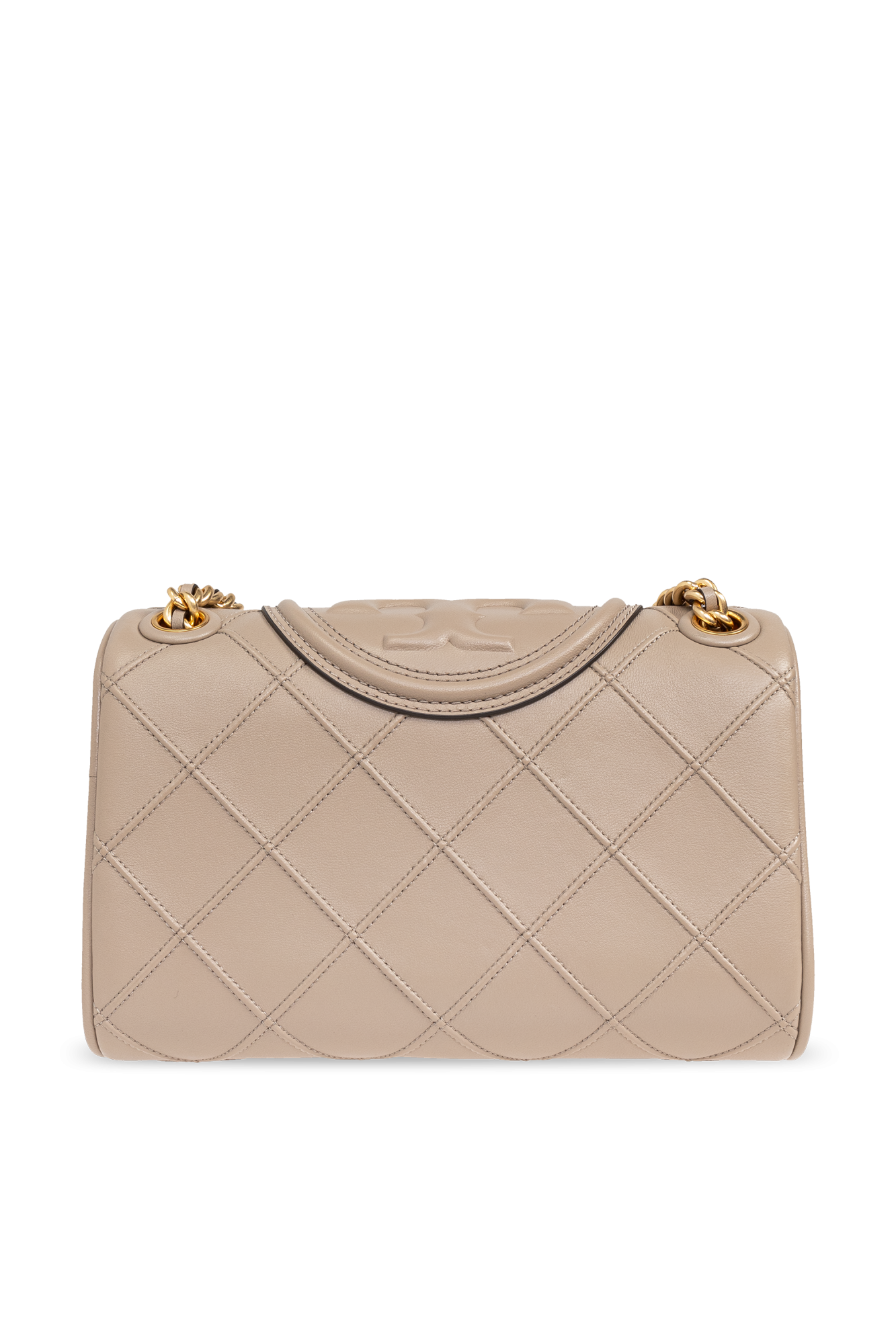 トートバッグ TORY BURCH Beige Leather Mini Fleming Handbag Mini Fleming Soft Chain Tote: Women's Handbags | Crossbody